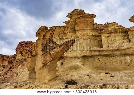View Of The Erosions Of Bolnuevo, Las Gredas, Mazarron. Murcia, Spain