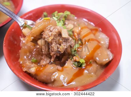 Bawan (ba Wan), Taiwanese Meatball Delicacy, Delicious Street Food, Fried Starch Wrapped Round Shape