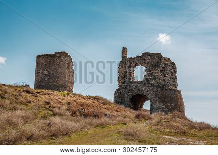 Ruins Of Ancient And Abandoned Fortress Or Tower Or Castle Or Fort Calamita In Inkerman, Sevastopol,