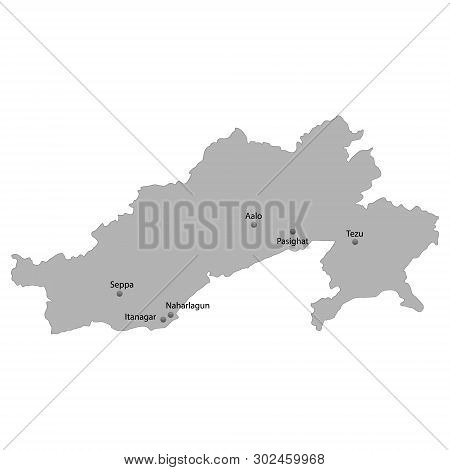High Quality Map Of Arunachal Pradesh Is A State Of India, With Main Cities Location