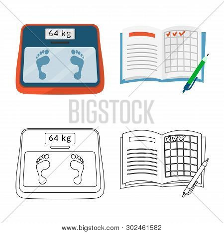 Vector Illustration Of Diet And Treatment  Symbol. Set Of Diet And Medicine Vector Icon For Stock.