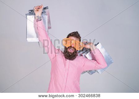 Shopping On Black Friday. Happy Shopping With Bunch Paper Bags. Shopping Addicted Consumer. How To G