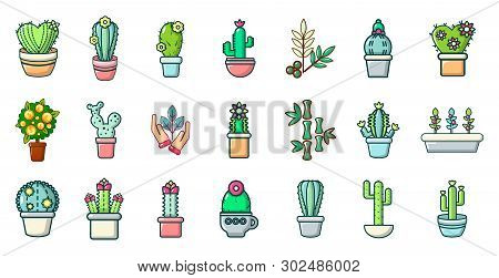 House Plant Icon Set. Cartoon Set Of House Plant Icons For Web Design Isolated On White Background