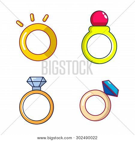 Ring Icon Set. Cartoon Set Of Ring Icons For Web Design Isolated On White Background