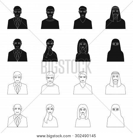 Vector Illustration Of Hairstyle And Profession  Logo. Set Of Hairstyle And Character  Stock Vector 