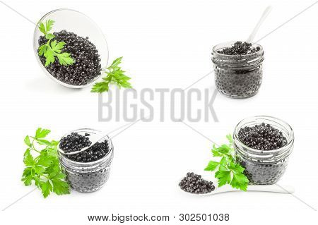 Group Of Beluga Roe Isolated On A White Cutout