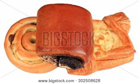 Three Small Loaf Of Bread On White Background