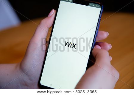 Tula, Russia - March 25, 2019: Wix On Phone Display.