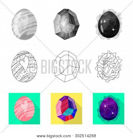 Vector Illustration Of Animal And Prehistoric Sign. Set Of Animal And Cute  Vector Icon For Stock.