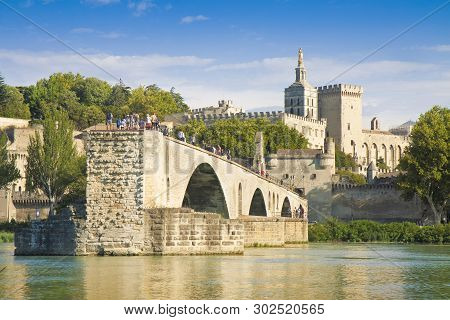 Avignon City With The Ancient Broken Medieval Bridge Of Saint Benezet (europe-france-provence)