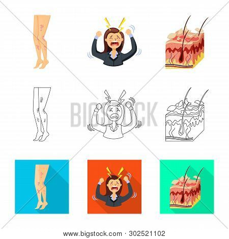 Vector Design Of Medical And Pain  Icon. Set Of Medical And Disease Vector Icon For Stock.