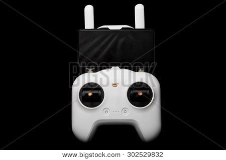 White Wireless Control Panel For The Drone And Mobile Phone For The First Person View. Fpv System. J