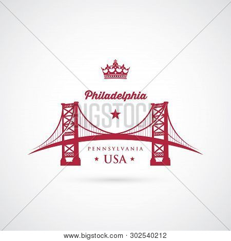 Philadelphia Symbol - Benjamin Franklin Bridge - Vector Illustration - Vector