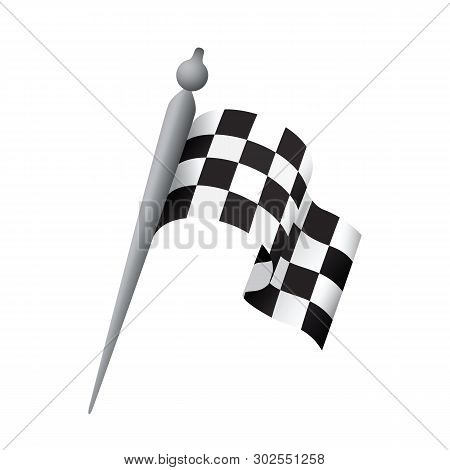 Realistic Checkered Racing Flag. Vector - Illustration.