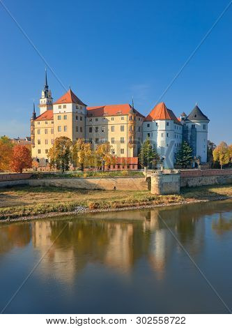Hartenfels Castle In Torgau, A Town On The Banks Of The Elbe In Northwestern Saxony, Germany