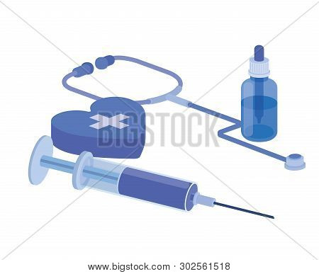 Medicine Objects On White Background Vector Illustration Design