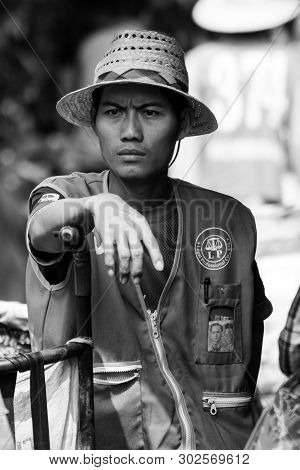 Bangkok, Thailand - March 20th 2015: Portrair Of Male Porter, Khlong Toei Wet Market. This Is The La