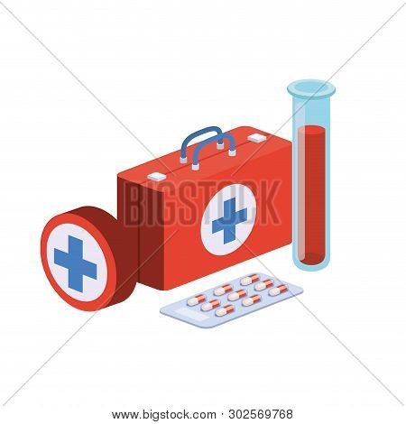 First Aid Kit On White Background Vector Illustration Design