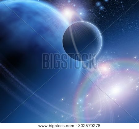Sci - fi composition. Exo-Solar Planet. 3D rendering