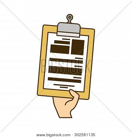 Hand With Curriculum Vitae White Background Vector Illustration Design