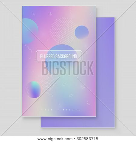 Furistic Modern Holographic Cover Set. 90s, 80s Retro Style.  Hipster Style Graphic Geometric Hologr