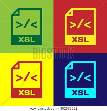 Color Xsl File Document Icon. Download Xsl Button Icon Isolated On Color Backgrounds. Excel File Sym