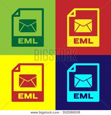 Color Eml File Document Icon. Download Eml Button Icon Isolated On Color Backgrounds. Eml File Symbo