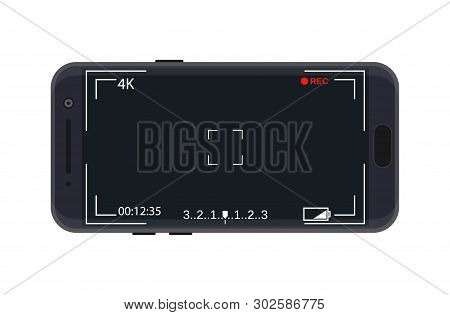 Modern Smartphone With Camera Application. User Interface Of Camera Viewfinder. Focusing Screen In R