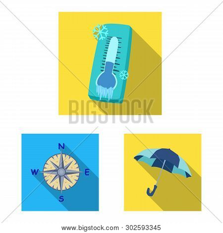 Vector Design Of Weather And Climate Symbol. Set Of Weather And Cloud Stock Vector Illustration.