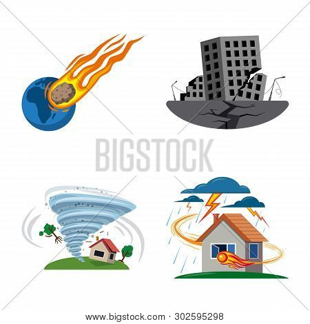 Isolated Object Of Natural And Disaster Icon. Collection Of Natural And Risk Stock Vector Illustrati
