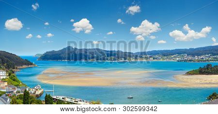 Small Harbor And Fishing Village, Porto Do Barqueiro, Galicia, Spain. Multi Shots Stitch High-resolu