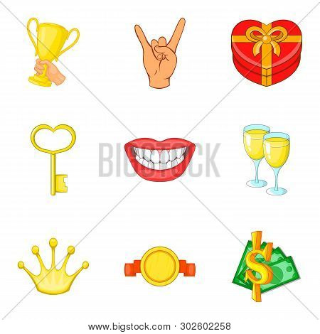 Offering Icons Set. Cartoon Set Of 9 Offering Icons For Web Isolated On White Background