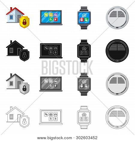 Vector Design Of Office And House Symbol. Collection Of Office And System Stock Symbol For Web.