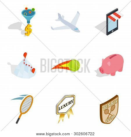 Life Success Icons Set. Isometric Set Of 9 Life Success Icons For Web Isolated On White Background