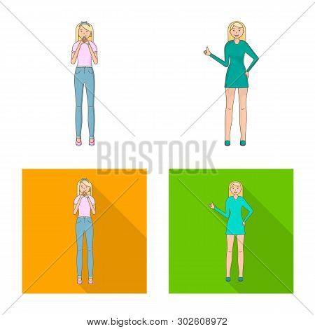 Vector Design Of Posture And Mood Sign. Collection Of Posture And Female Stock Vector Illustration.
