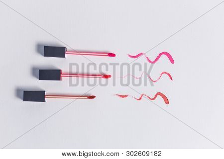 Smudged Red Lipstick Isolated On White