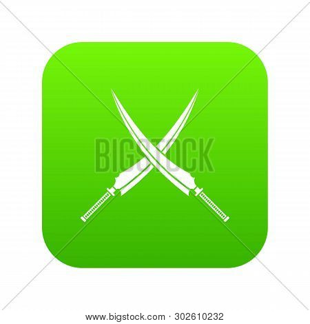 Samurai Swords Icon Digital Green For Any Design Isolated On White Illustration