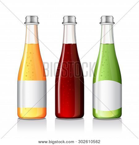 Lemonade, Alcoholic Drink, Juice In A Glass Bottle With Labels Mock Up. Isolated On White Background