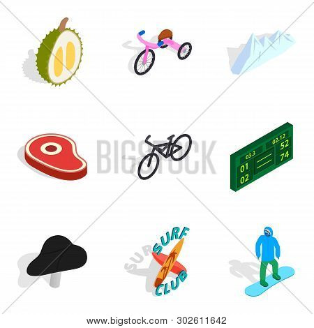 Superior Icons Set. Isometric Set Of 9 Superior Icons For Web Isolated On White Background