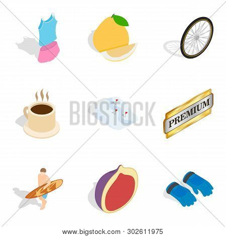 Exceptional Award Icons Set. Isometric Set Of 9 Exceptional Award Icons For Web Isolated On White Ba
