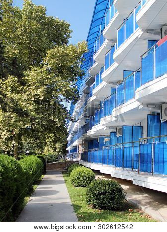 Olginka, Tuapse, The Black Sea, Russia - May 23, 2019: Orbita Health Resort. One Of The Buildings Of