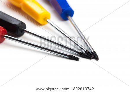 Colour Screwdriver Type Torx Isolated On White. All Sizes.
