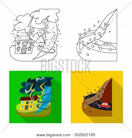 Isolated Object Of Weather And Distress Symbol. Set Of Weather And Crash Vector Icon For Stock.