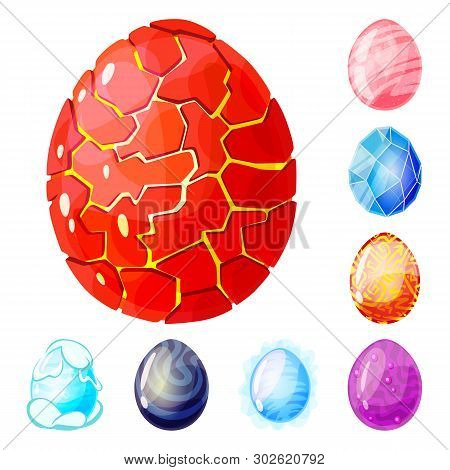 Vector Design Of Dinosaur  And Magic  Symbol. Set Of Dinosaur  And Fantasy Vector Icon For Stock.
