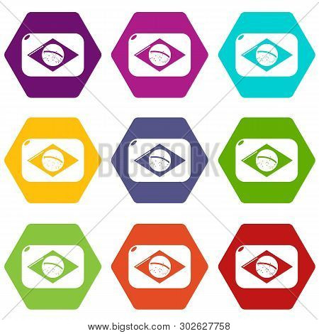 Brazilian Flag Icons 9 Set Coloful Isolated On White For Web