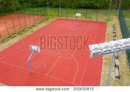 Basketball Court, Top View Of Court And Baseline, Template For Tournament And Planning, 3d Illustrat