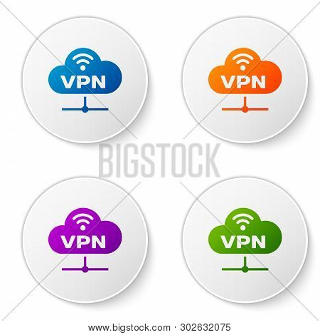 Color Vpn Network Cloud Connection Icon Isolated On White Background. Social Technology. Cloud Compu