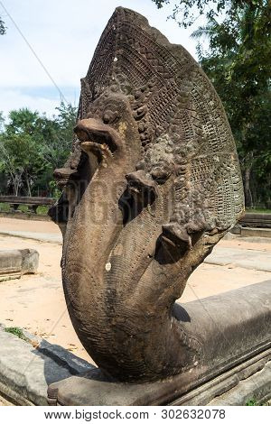 Ruins Of Ancient Beng Mealea Temple Over Jungle, Cambodia. Beng Mealea Is A Temple In The Angkor Wat