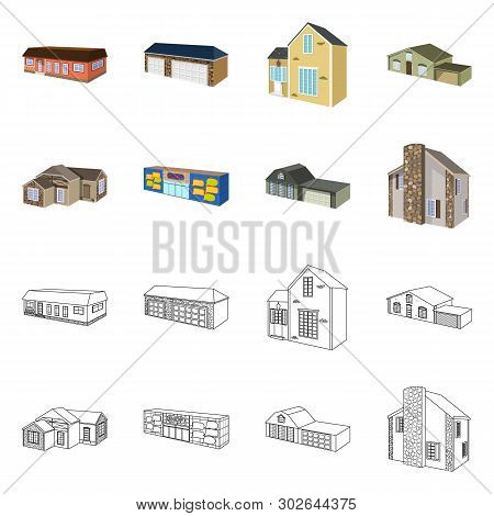 Vector Illustration Of Facade And Housing Symbol. Collection Of Facade And Infrastructure Stock Vect