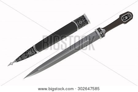 Chechen Dagger - Weapon Of The Caucasus - 3d Illustration